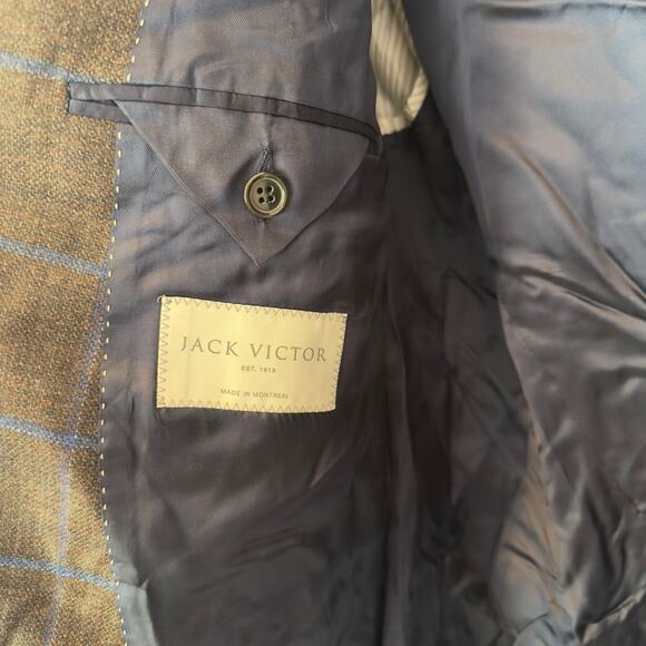 NWT Jack Victor Men’s Conway Plaid Wool Sport Coat Blazer Size 45R Luxury Office - Picture 12 of 13